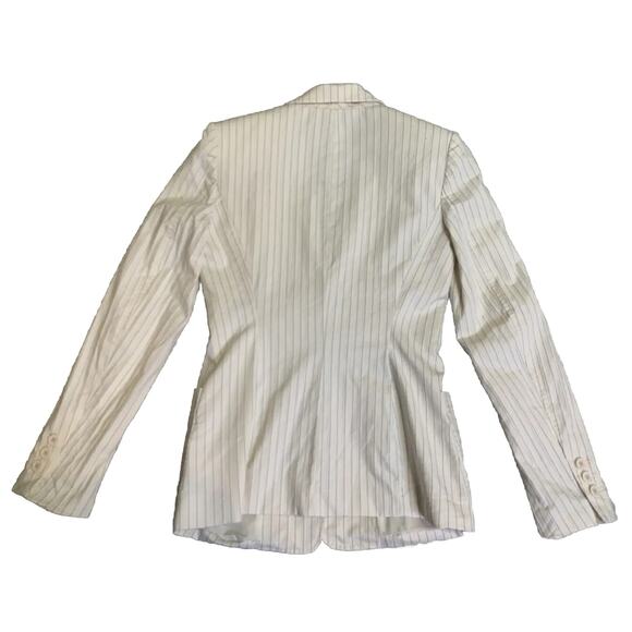 Vtg Anne Klein Blazer Womens Size 2 White w/ Stripes Shoulder Pads Sport Coat - Picture 4 of 14